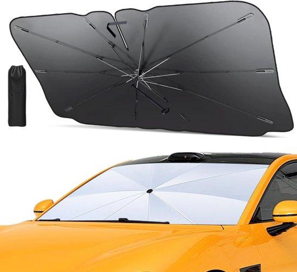 Famanu Auto-Sonnenschutz - 140 x 80 cm - 360 Grad drehbar - faltbar - für die meisten Autos und SUVs - L