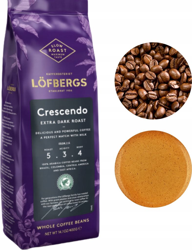 Lofbergs Crescendo tmavé tvrdé praženie zrnkovej kávy Obrázok produktu 