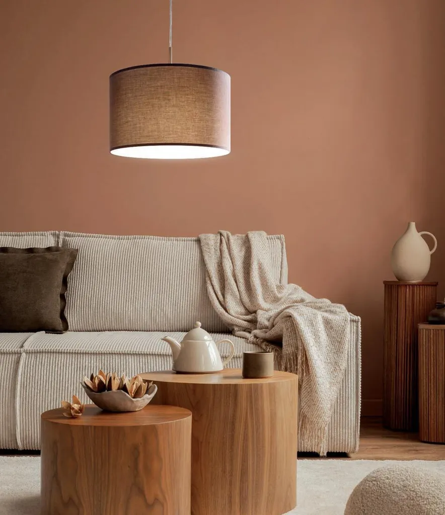 Lampada Sospensione 38cm Eglo Pasteri Tessuto Antracite Nichel Opaco - 15