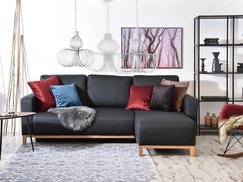 Ecksofa DALENA – Graphit/Eiche