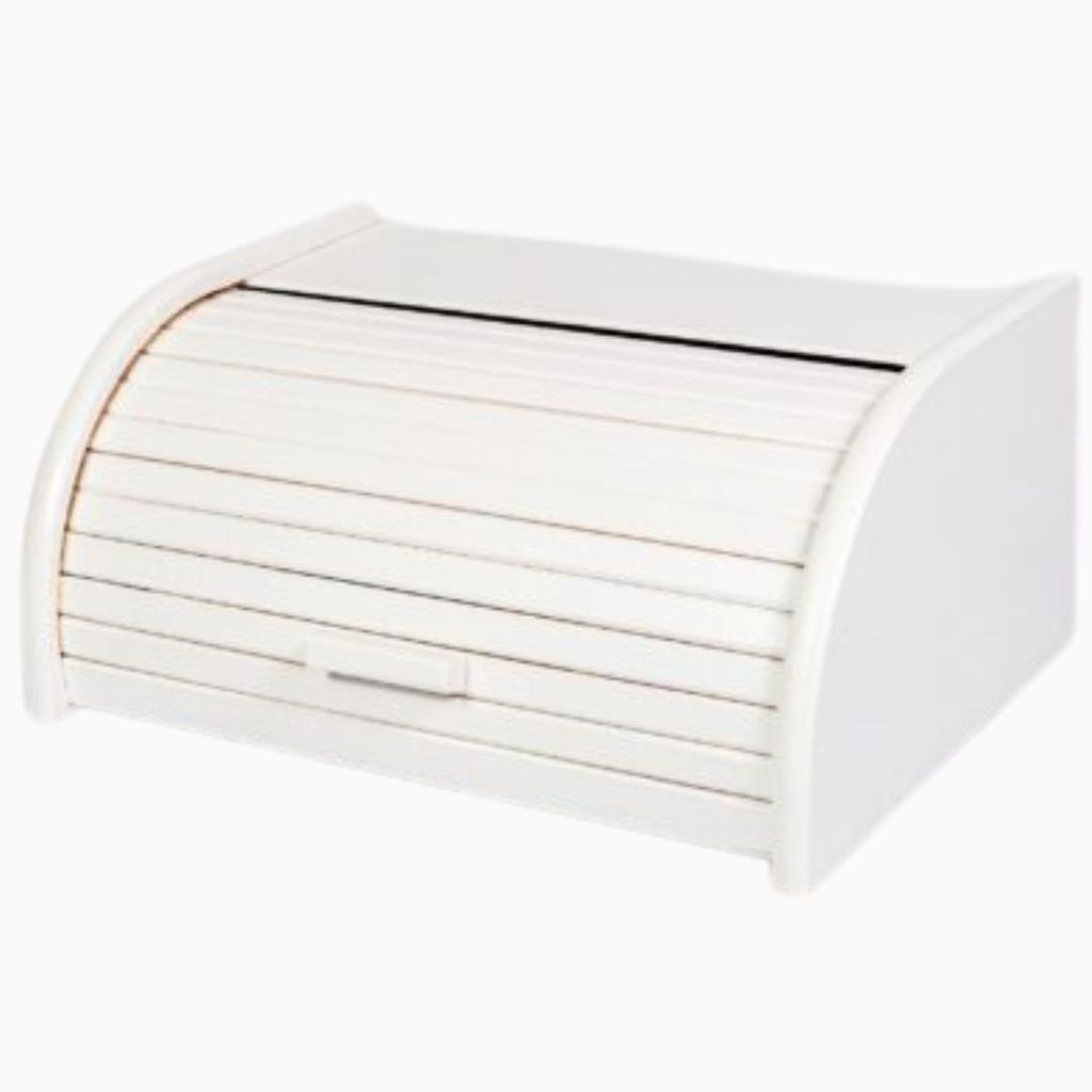 FORTENA Großer Brotkasten aus Buchenholz, weiß, 40 x 29 x 18 cm