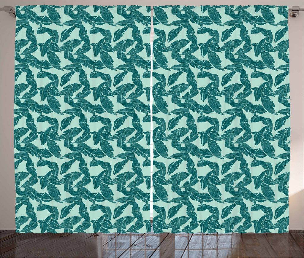 ABAKUHAUS hawaiisch Rustikaler Vorhang, Zusammenfassung Palmblätter, Wohnzimmer Universalband Gardinen mit Schlaufen und Haken, 280 x 245 cm, Almo...