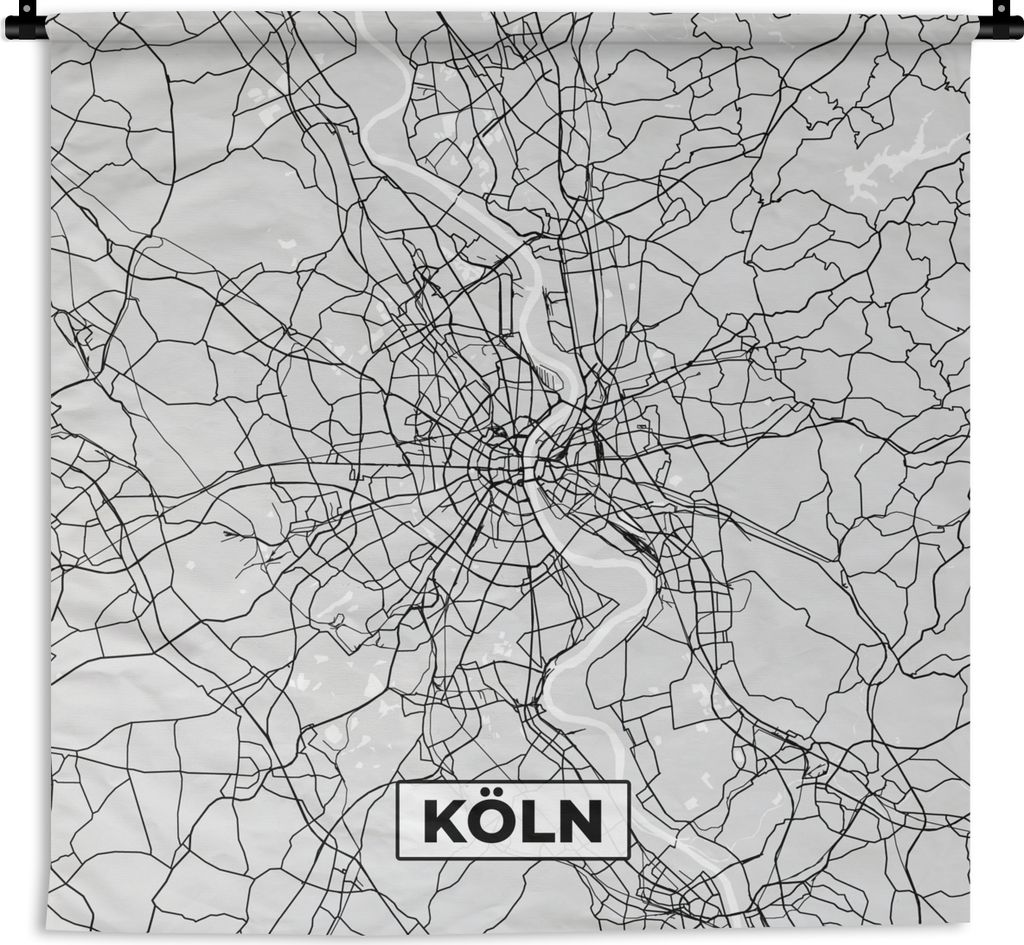 MuchoWow Wandteppich Wandbehang Karte - Köln - Deutschland - Karte - Stadtplan 120x120 cm Tapisserie Dekoration Wandtuch - Modern - Baumwollgewebe
