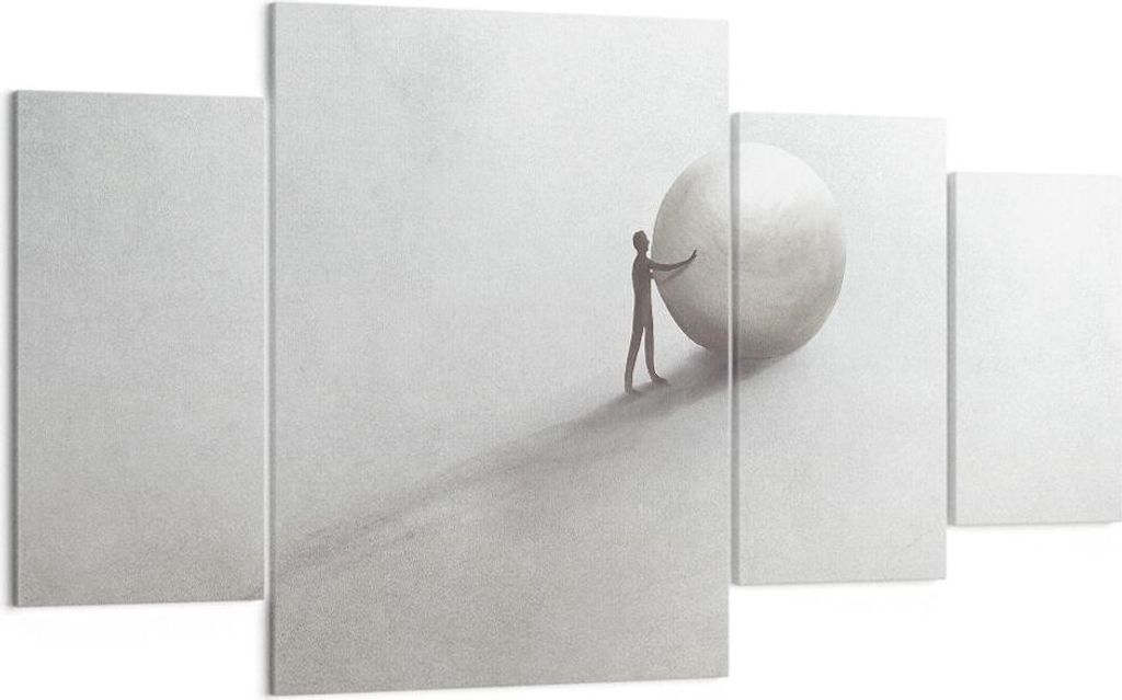 Bild auf Leinwand - Leinwandbild - 4 Teile - Sisyphus Arbeit Symbol - 160x90cm - Wand Bild - Wanddeko - Wandbilder - Leinwanddruck - Bilder - Wandd...