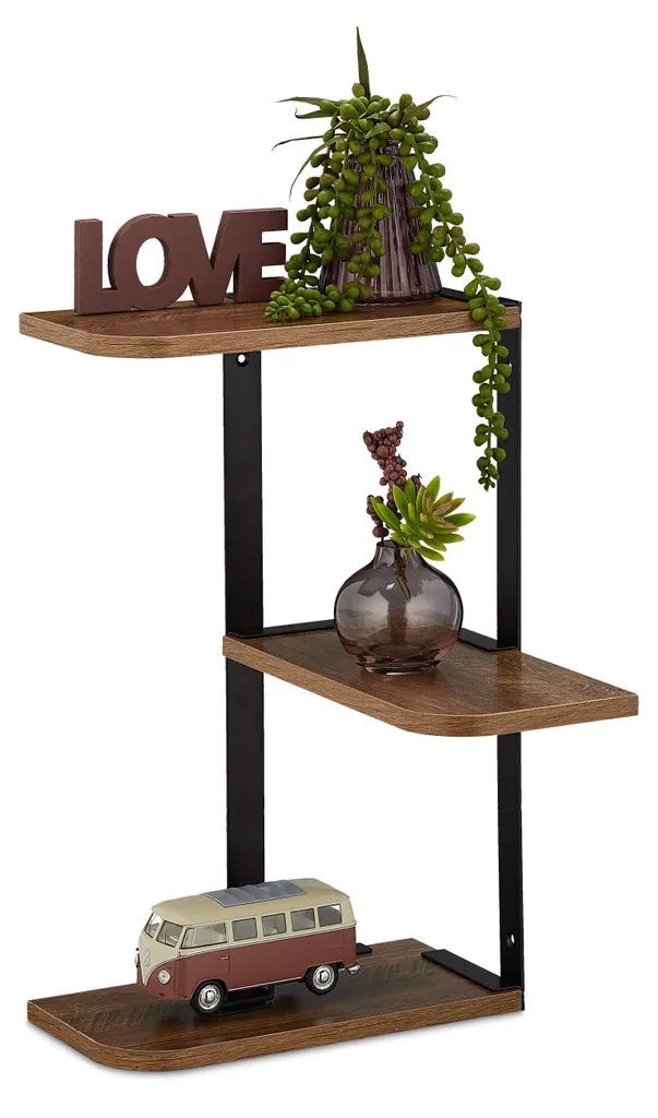 Petit meuble de rangement mural d'angle en zigzag style industriel bois