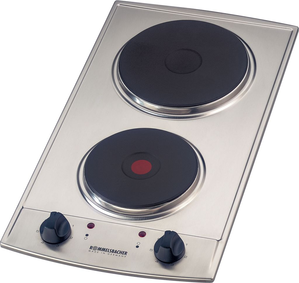 Einbaukochfeld EBS 3074/E Domino, Edelstahlgehäuse, Gussheizplatten, leistungsgesteuerte Regelung, 7-Takt-Schalter, Kontrolllampe, Überhitzungssc...