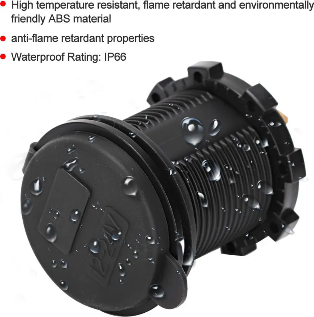Presa USB Auto 12V-24V con Voltmetro LED Verde - Caricatore IP66 Impermeabile