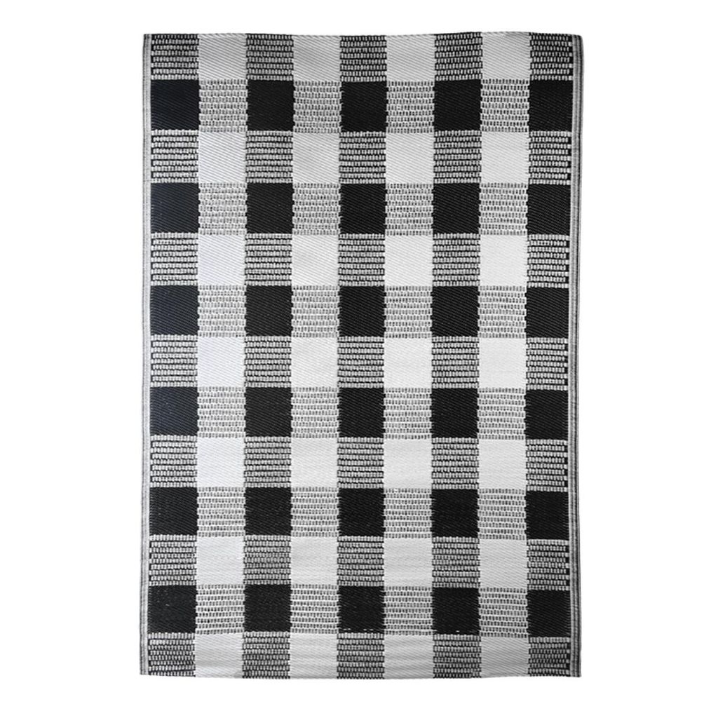 Outdoor Teppich schwarz-weiß, beidseitig verwendbar