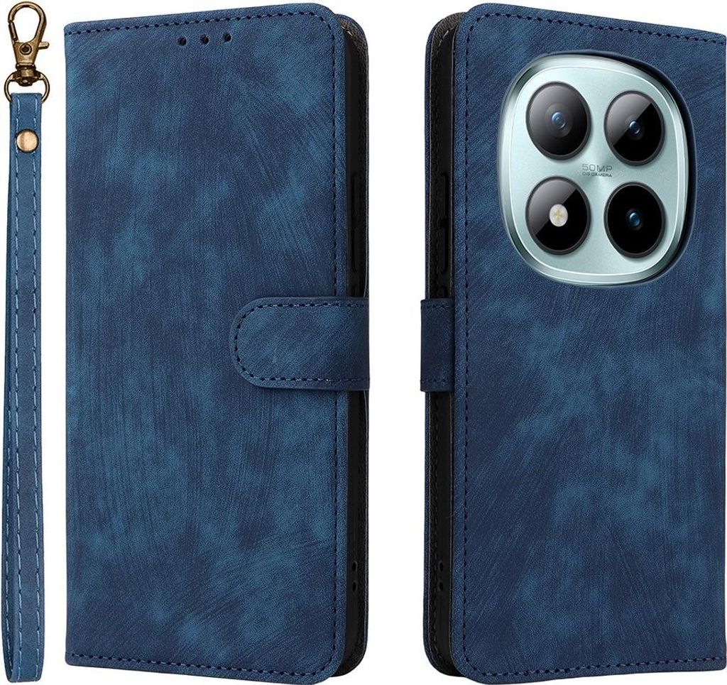 Hülle für Xiaomi Redmi Note 15 Pro Plus / Xiaomi Poco M8 - Phonesta Vintage Skin Book Wallet Klapphülle mit abnehmbarer Kordel - Blau