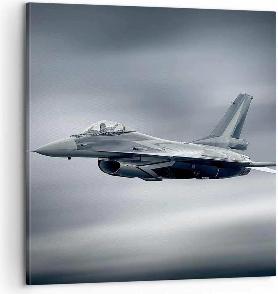 Bild auf Leinwand - Leinwandbild - Flugzeug Himmel Flug - 60x60cm - Wand Bild - Wanddeko - Leinwanddruck - Bilder - Kunstdruck - Wanddekoration - L...
