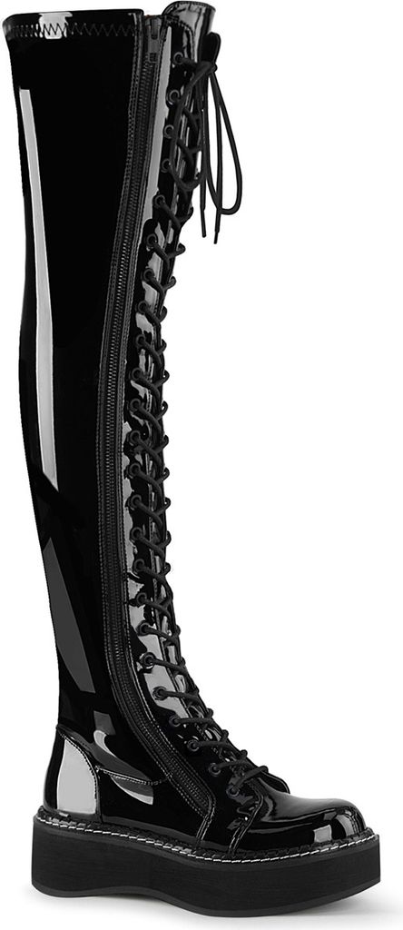 EMILY-375 Damen Boots von DemoniaCult, Schwarz Lack , EU 36, US 6