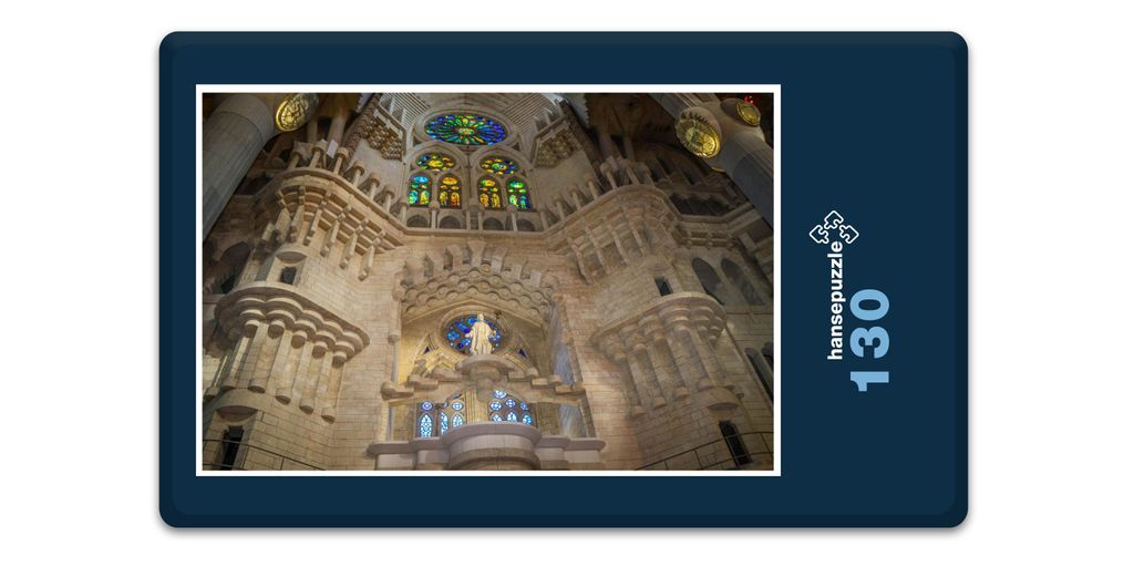hansepuzzle 17532 - Sagrada Familia Puzzle, 130 Teile, Religion, 28,7 x 20,0cm mit hochwertiger Aufbewahrung, Kartonbox & Beutel