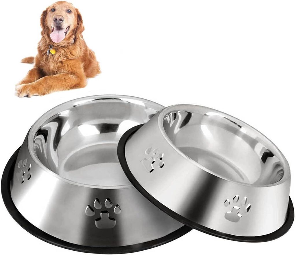2 Stück Edelstahl Hundenapf, rutschfeste Hundenäpfe/Futternapf,Hundenapf Mittelgroße Hunde (M-22cm/8.6")