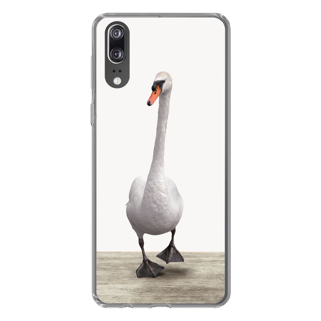 MuchoWow Handyhülle Schutzhülle Hülle für Huawei P20 Schwan - Tiere - Vogel - Jungen - Mädchen - Kinder Silikon Softcase Handy Hülle - Hard...