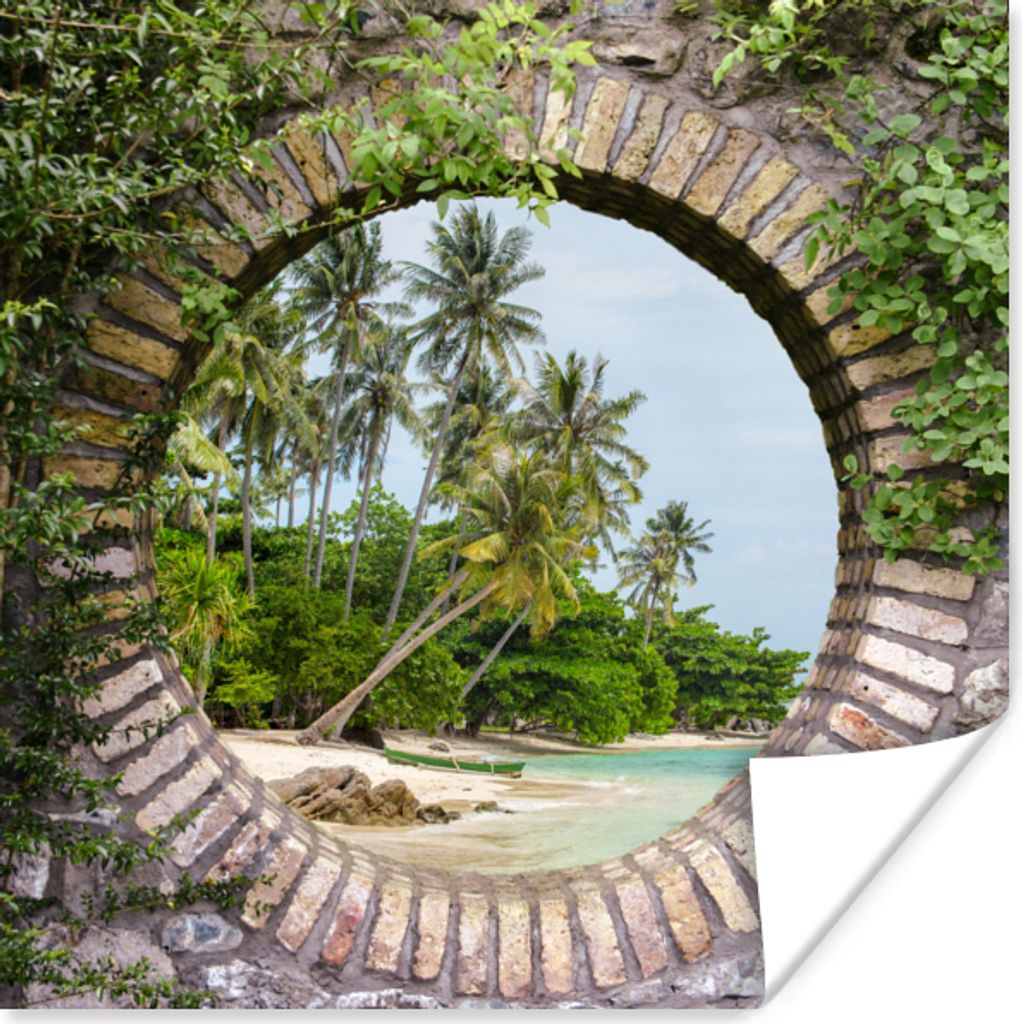 MuchoWow Poster Palmen - Tropisch - Durchsichtig - Strand 100x100 cm - Babyzimmer