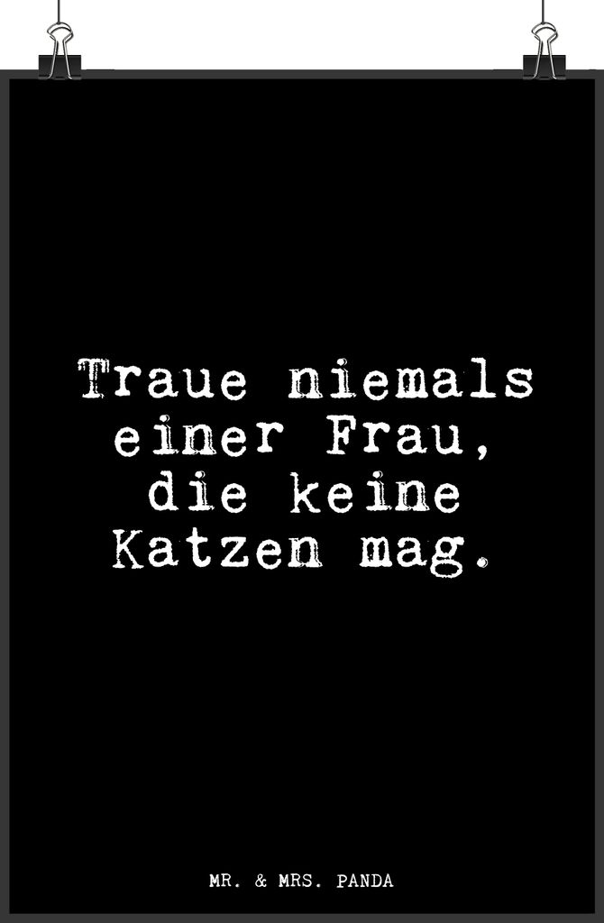 Mr. & Mrs. Panda Bild Traue niemals einer Frau,... DIN A4 - Schwarz - Geschenk, lustig, Spruch, Tier, Herrchen, Wanddekoration, Wandbild, Kunstdruc...
