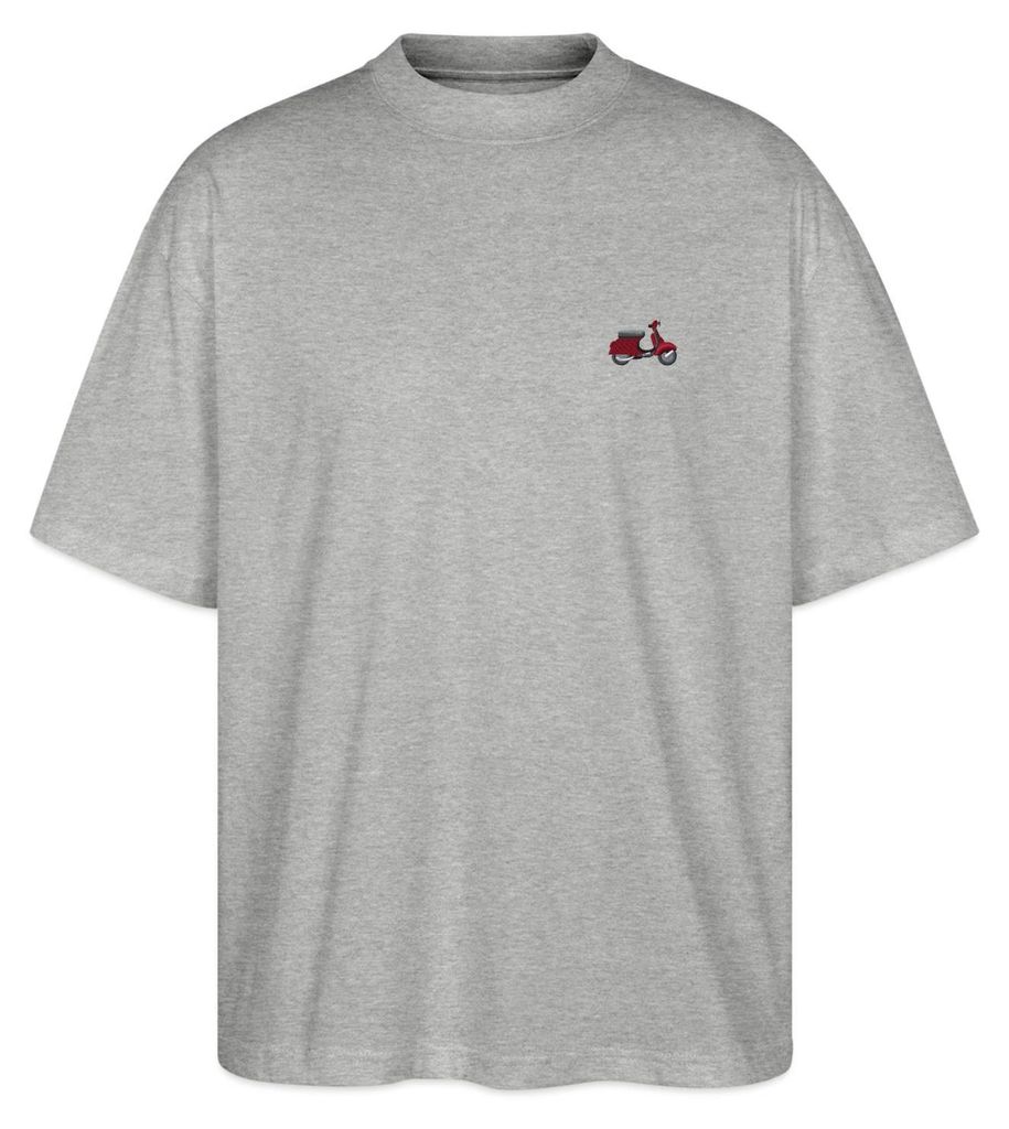 Spreadshirt Motorroller Stickerei Oversize Uni T-Shirt, XS, Grau meliert