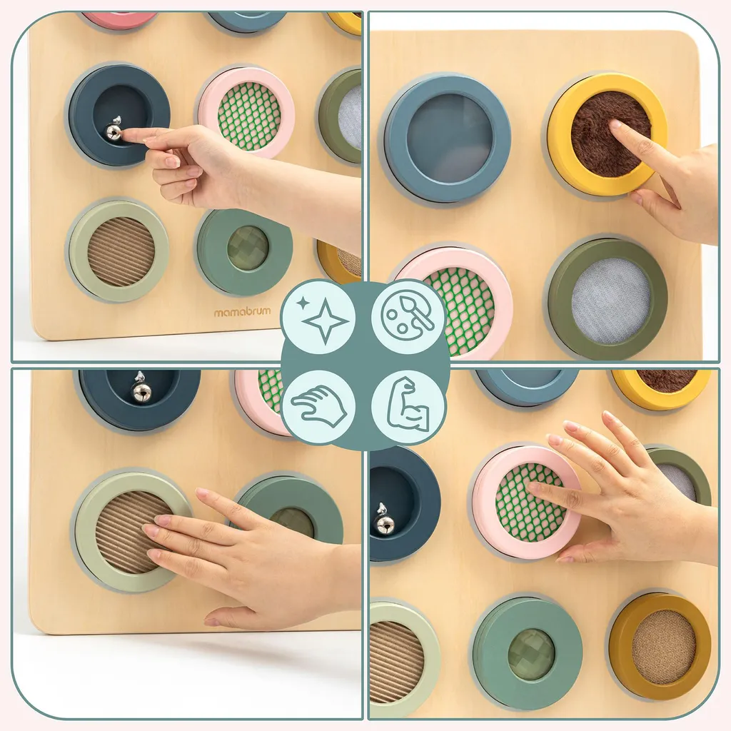 Planche Montessori pour Développer le Toucher - Tableau Bois 9 Textures