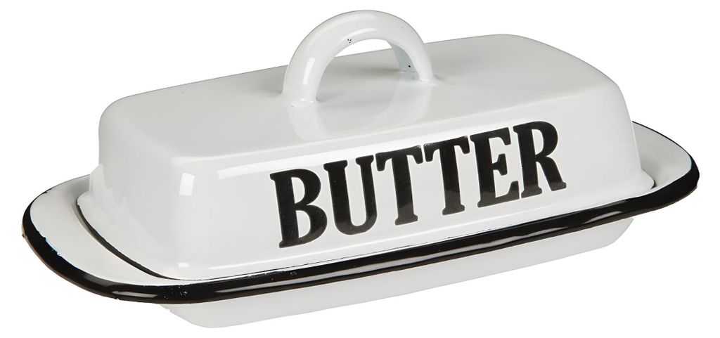 Butterdose aus Emaille, ca. 8 x 21 x 13 cm Produktbild 