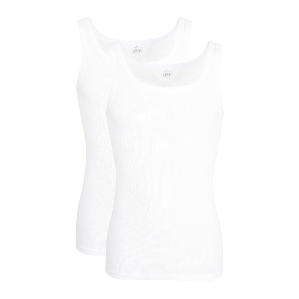 GÖTZBURG Herren Unterhemd 2er Pack - Doppelripp, Unterwäsche Set, Pure Baumwolle Weiß 3XL