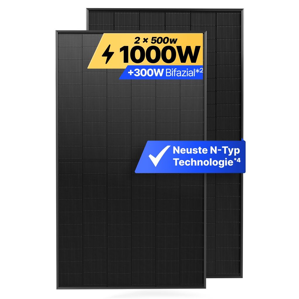 Solarpanel 500W Bifazial Glas-Glas N-Type – Solarmodul Full Produktbild 