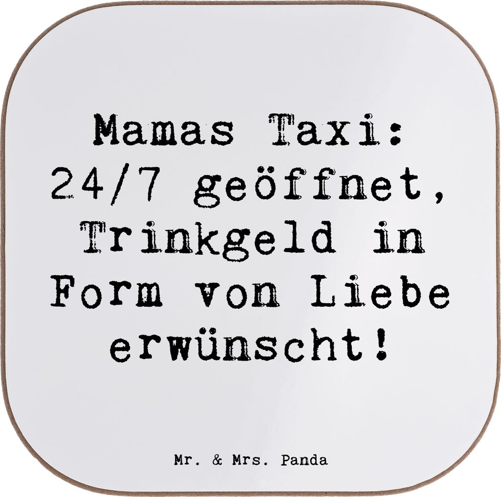 Mr. & Mrs. Panda Tassenuntersetzer Spruch Mamas Taxi - Weiß - Geschenk, Untersetzer Gläser, Mutterschaft, Coaster, besondere Geschenke, Jubiläen...