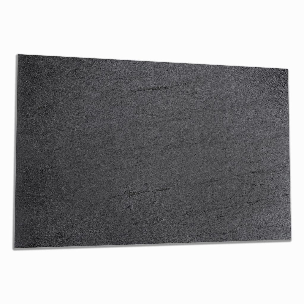 Wallario Herdabdeckplatte aus Glas, Größe 90 x 52 cm 1-teilig, Motiv Schwarze Schiefertafel Optik - Steintafel