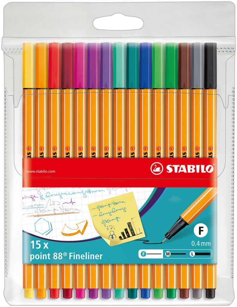 Fineliner - STABILO punta 88 - confezione da 15 - colori Immagine del prodotto 