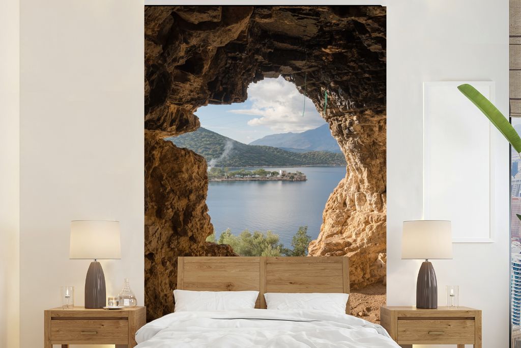 MuchoWow Fototapete für Wohnzimmer oder Schlafzimmer Wandtapete Vinyl Motivtapete Wasser - Höhle - Natur - Landschaft - 170x260 cm - Wohnzimmer...