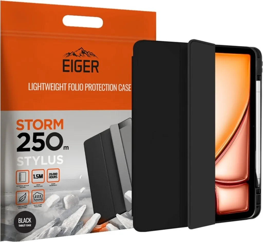 Custodia iPad Air 11 2024 Eiger Storm 250m Nera Elegante con Stand - 3