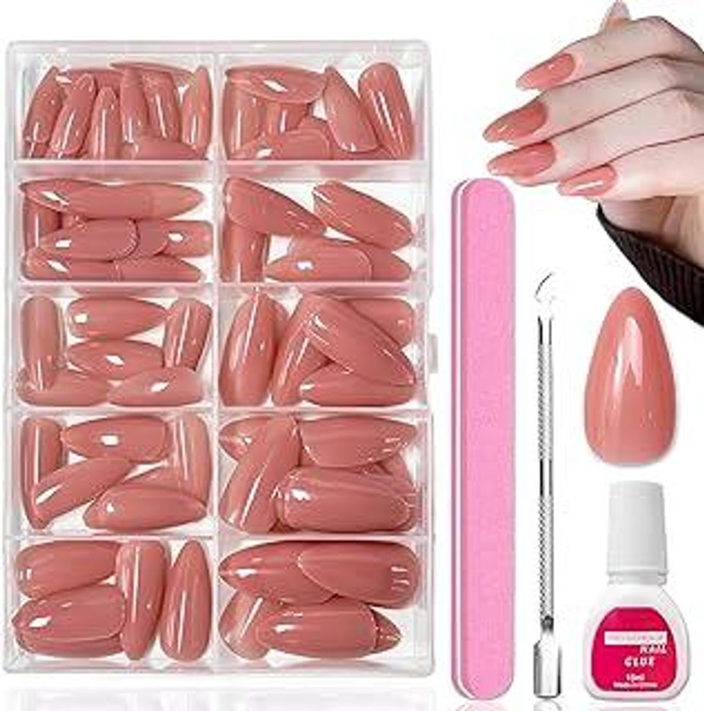 120 Stück Tiefes Nude Rosa Künstliche Fingernägel - Mittel Fake Nägel Press on Nails Almond - Einfarbig Nägel Zum Aufkleben - Elegant Acryl Ku...