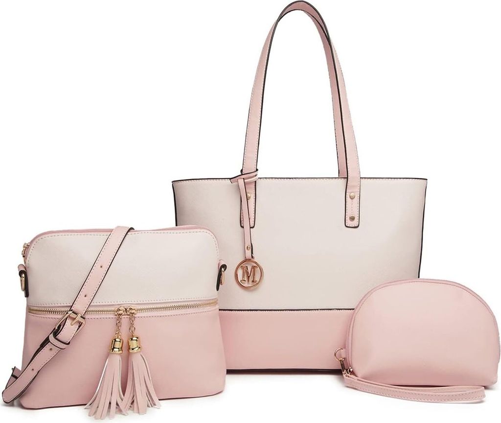 Elegantes 3-teiliges Handtaschen-Set aus Kunstleder mit verstellbarem Schulterriemen, ideal für Arbeit, Reisen und Freizeit – praktisch und stil...
