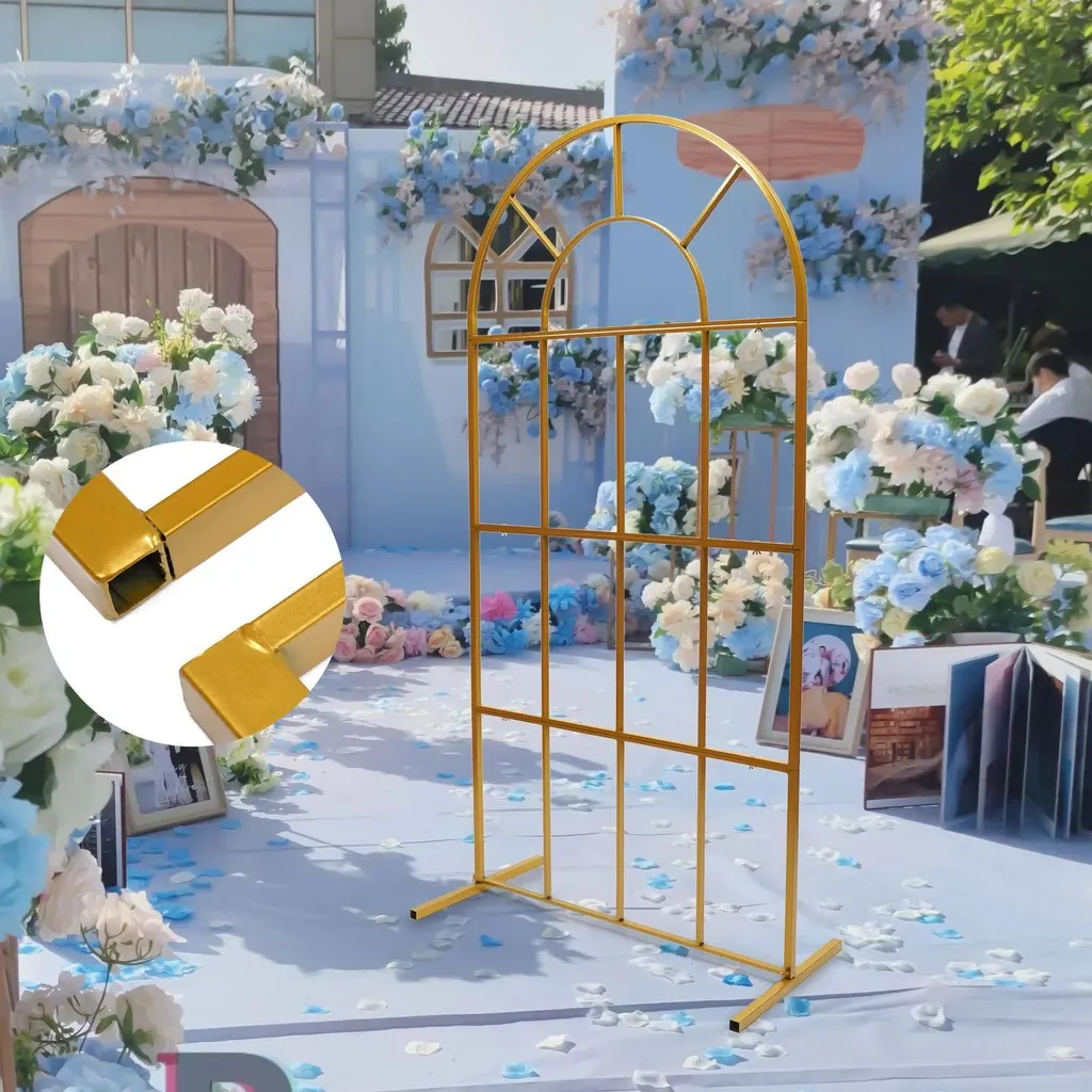 Arche de mariage dorée en forme de tonneau 100 cm support métal robuste - 4