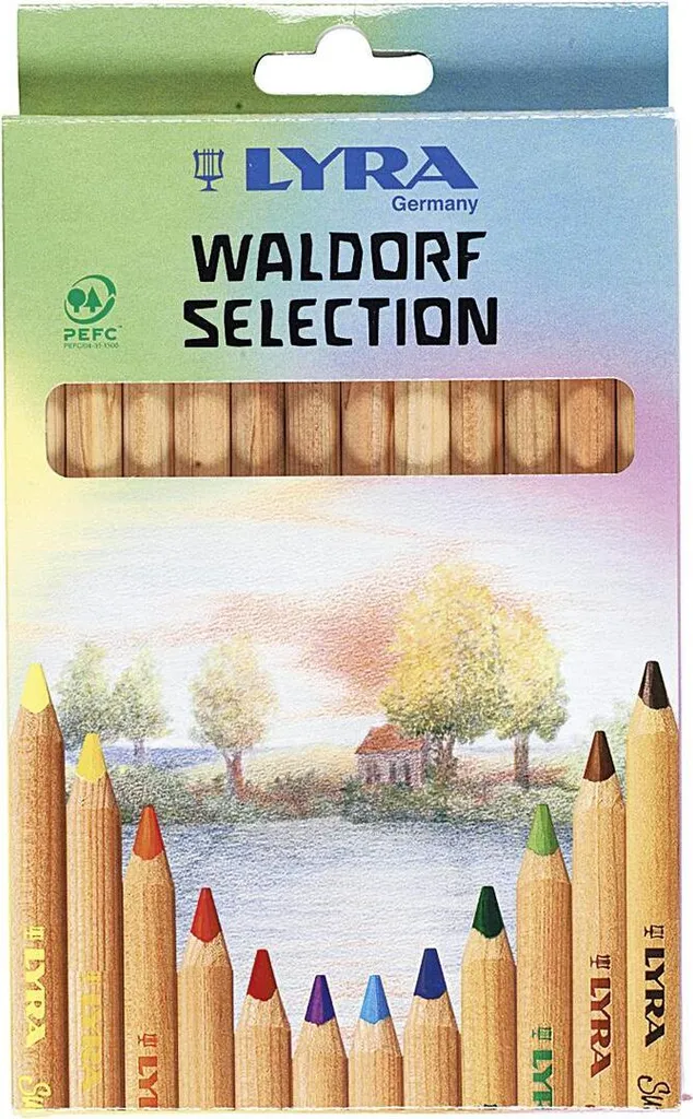 Boîte de 12 Crayons de Couleur Triangulaires en Bois Brut Lyra