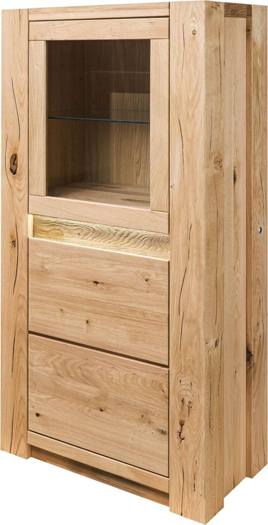 MASSIVMOEBEL24 Highboard Wildeiche 73x40x142 beige geölt KENT #206