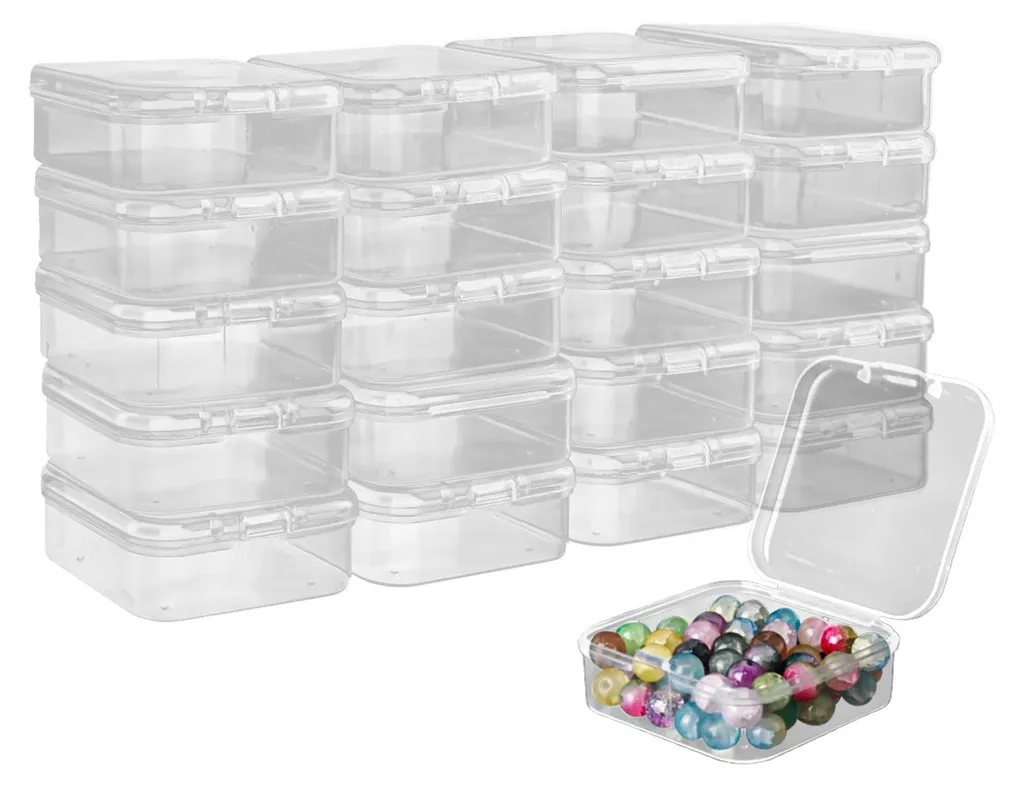 Organiseur à Perles Carré : 20 Petites Boîtes Plastique Empilables DIY