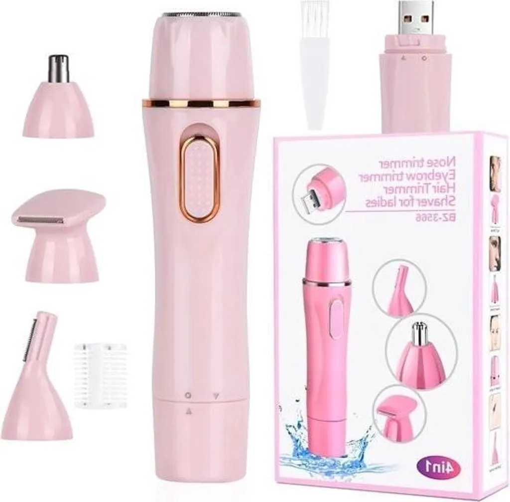 Rasoir étanche 4-en-1 pour femme usage sec ou humide recharge rapide