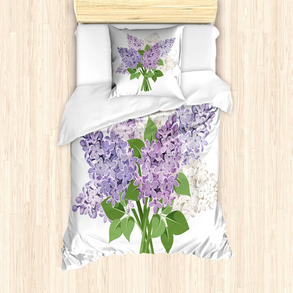 Biancheria Letto Ipoallergenica ABAKUHAUS 135x200 - Design Viola Floreale