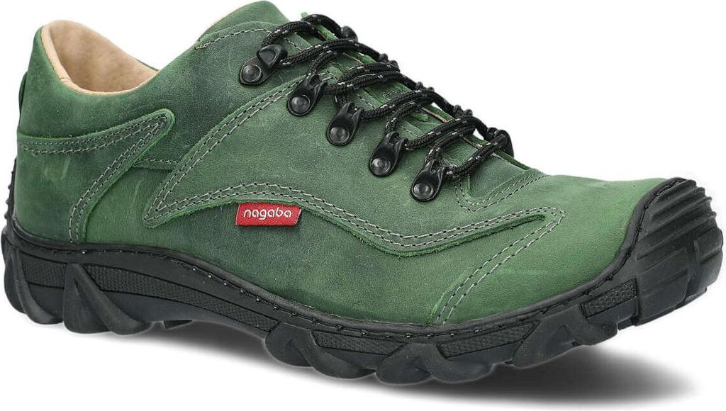 nagaba Wanderschuhe Herren Trekkingschuhe Herrenschuhe Echtleder, Grün, 42