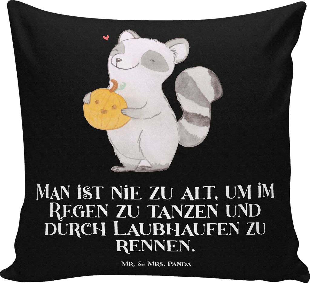 Mr. & Mrs. Panda kissen bedruckt Waschbär Kürbis - Kreidetafel - Geschenk, kuschelkissen 40x40, Sofa, Halloween Deko, Süßes Sonst Gibt's Saures...