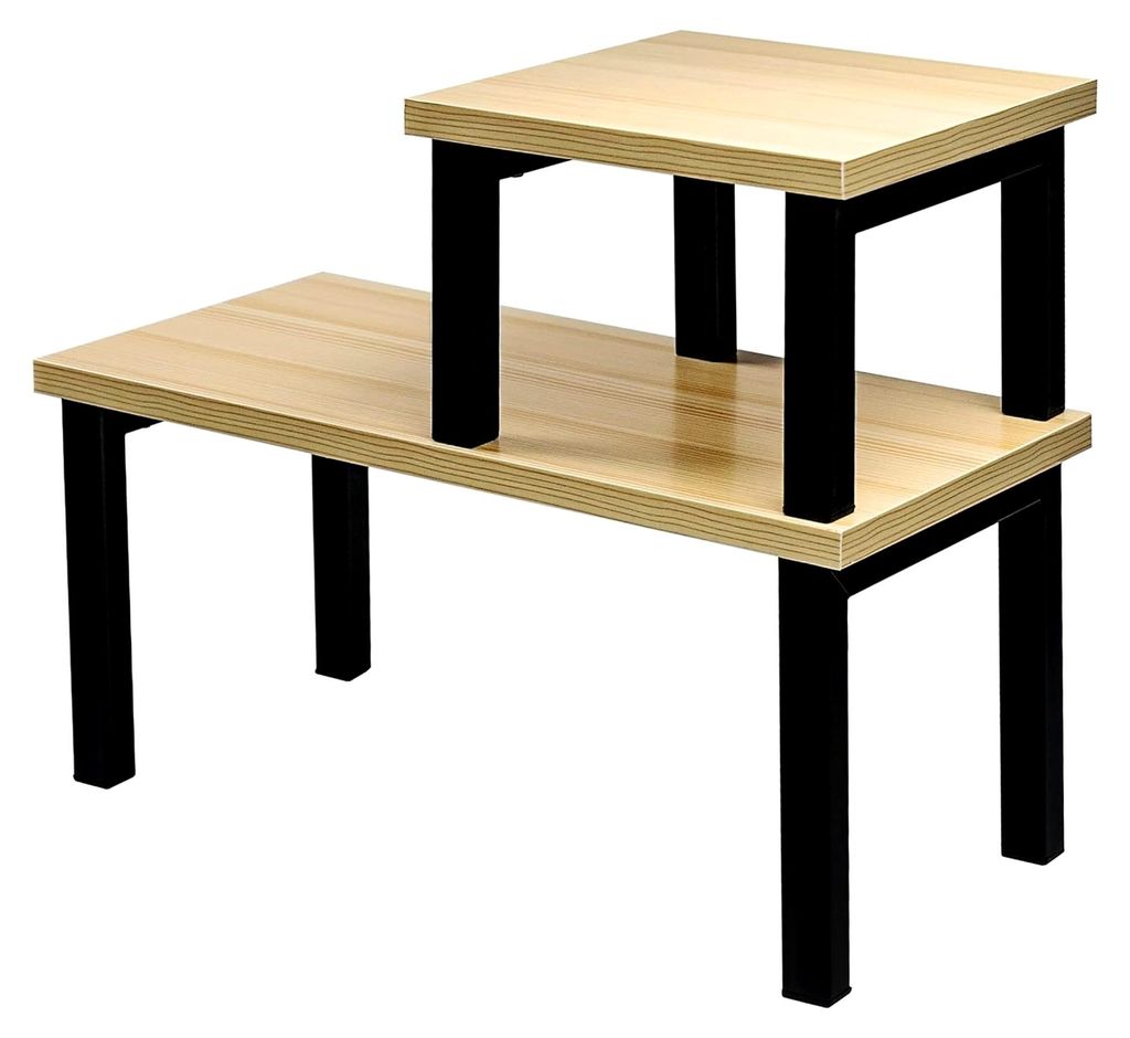 Gewürzregal 2er Set aus Holz - Stapelbares Küchenregal für Gewürze und Deko