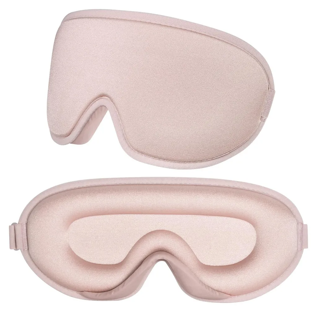 Masque de sommeil 3D rose pour dormeur latéral avec bandeau réglable