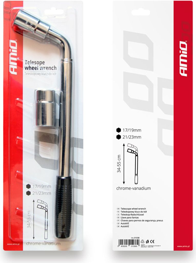 AMiO Radmutternschlüssel 01038 Chrom-Vanadium-Stahl Produktbild 