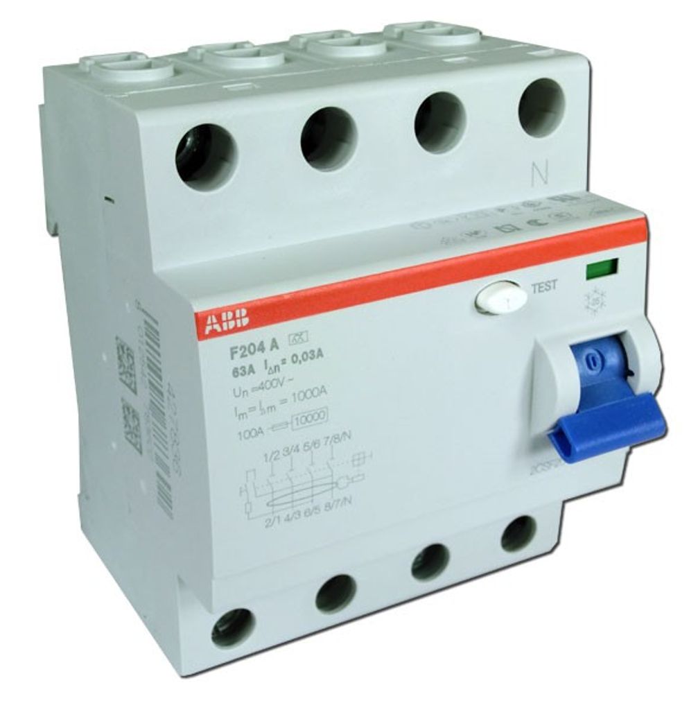 F204 A-63/0,03 Residual-current device A-type 4P Stromunterbrecher (2CSF204101R1630)
