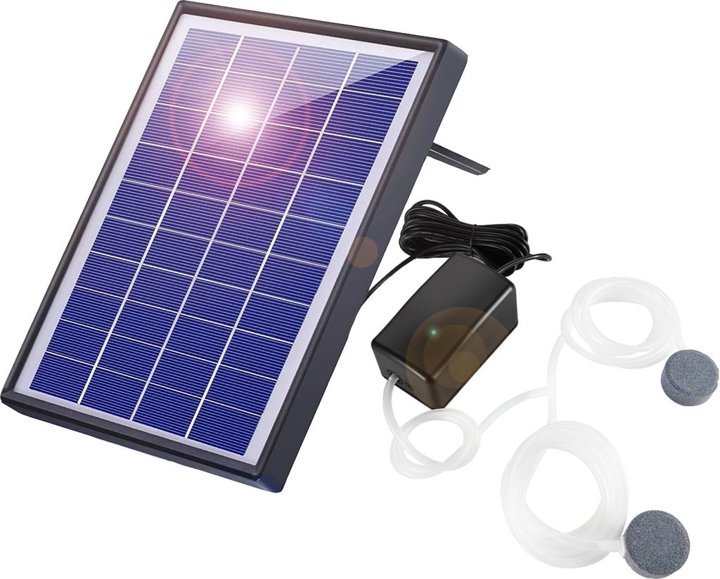 6W Solar Sauerstoffpumpe Aquarium Oxygenator Aquarium Sauerstoffbeluefter Luftpumpe Angelbeluefter mit Rohr 2 Luftblasensteine fuer Garten Aquarium...