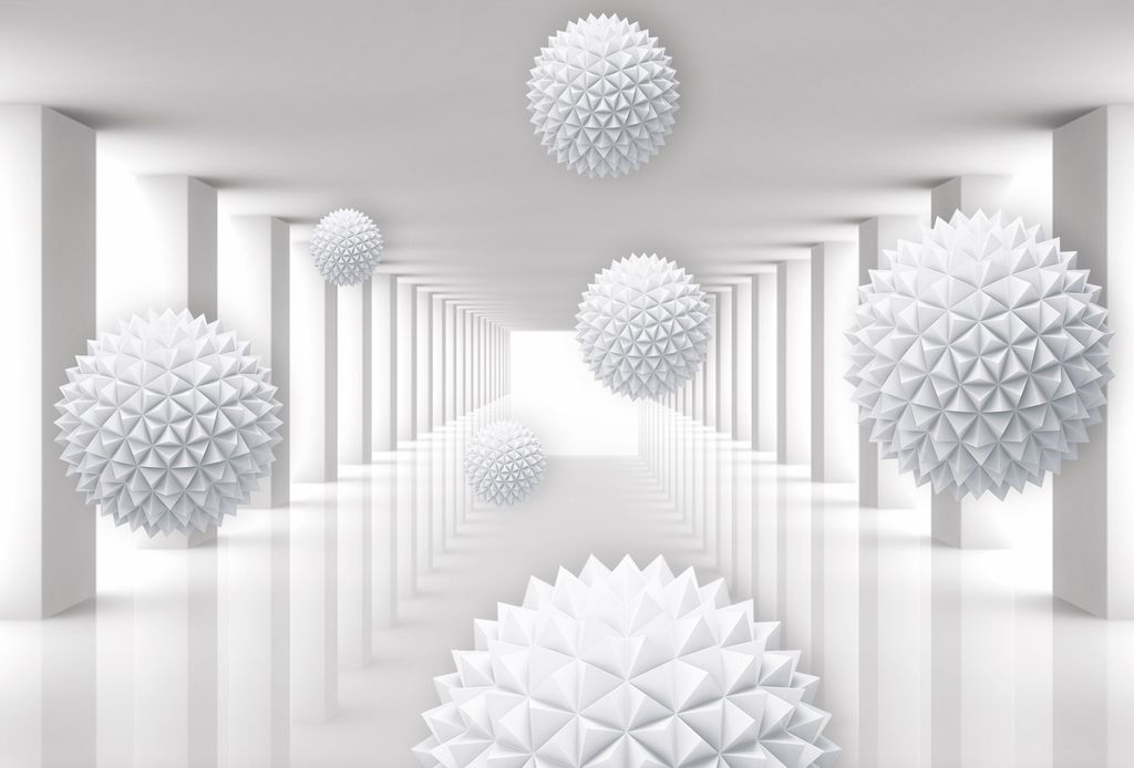 Vlies Fototapete 3D Spatial Tunnel Korridor Sphären (VEXXXL - 416cm x 254cm - 4 Bahnen) Wohnzimmer Schlafzimmer Wandtapete Tapete Latexdruck UV-Be...