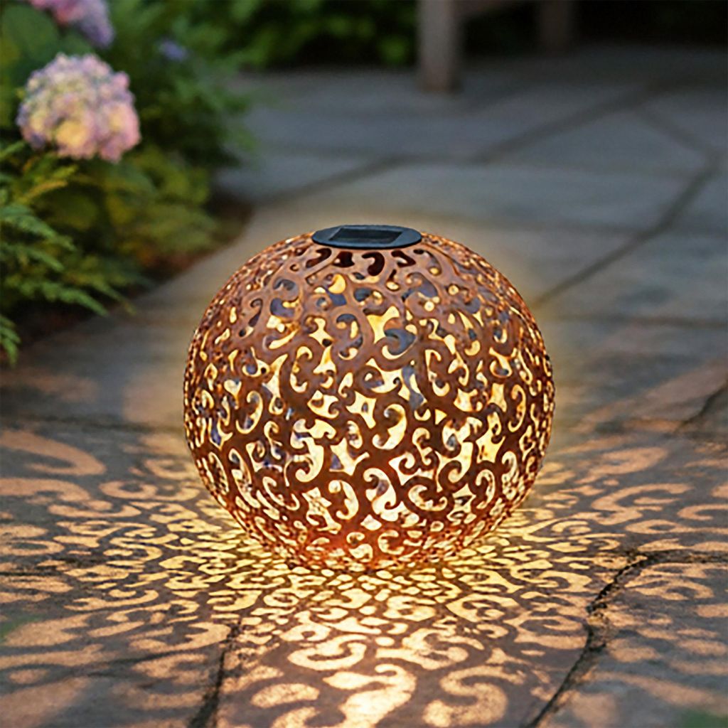 Solar Dekokugel Metall - Ø 28,5cm - warmweiß Produktbild 
