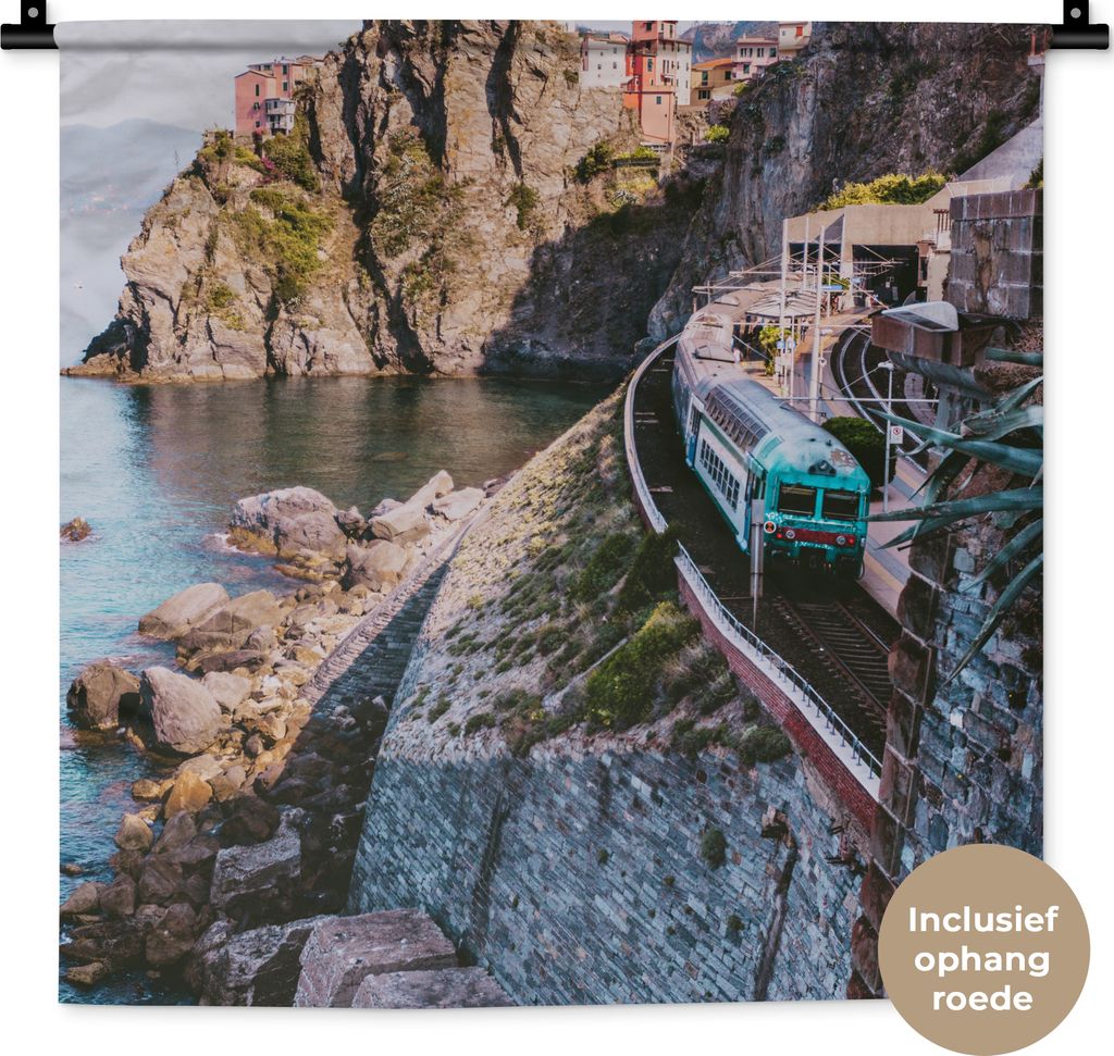 MuchoWow Wandteppich Wandbehang Italien - Zug - Meer 60x60 cm Tapisserie Dekoration Wandtuch - Dekorationen - Wand Decke