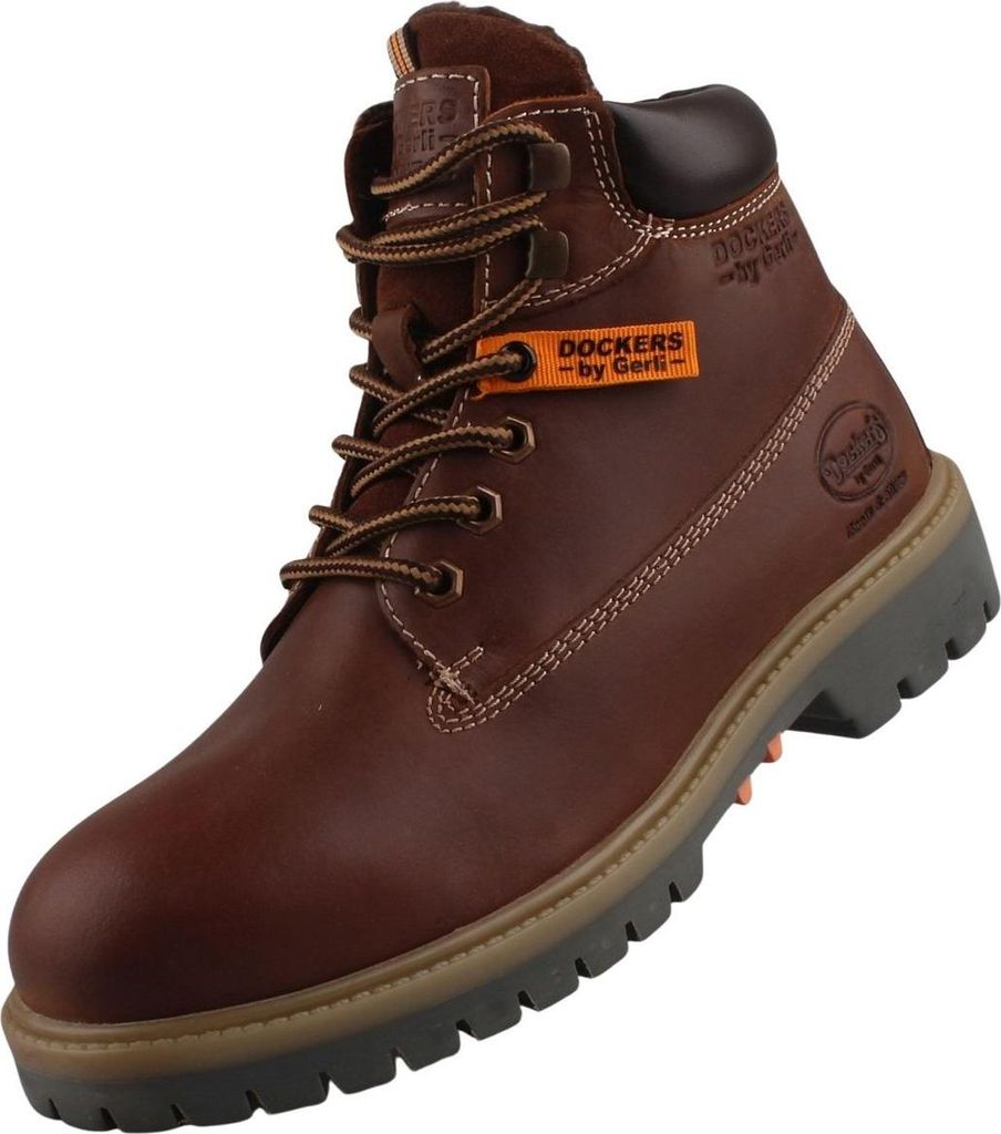 Dockers by Gerli Damen Leder Stiefelette gefüttert Braun