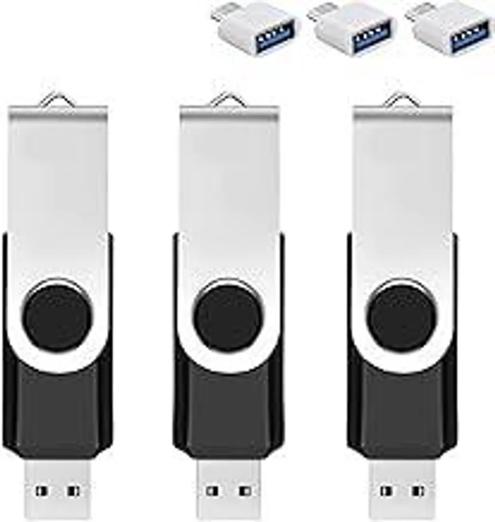 Set 3 Chiavette USB 128GB - Design Girevole 360° con Custodia e OTG